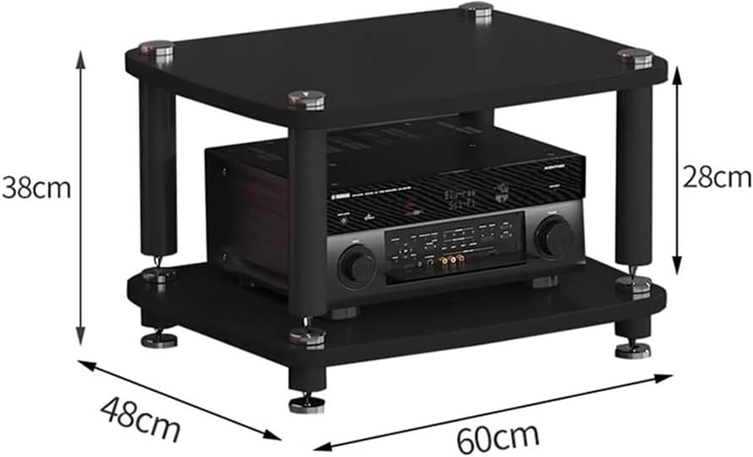 1/2/3/4-layer HiFi Audio Cabinet HiFi Stand Record Player MDF Stand, Audio Rack with Shock-Absorbing Feet Power Amplifier Shelf Equipment Cabinet, D,60 * 48 * 38cm(2Tier)