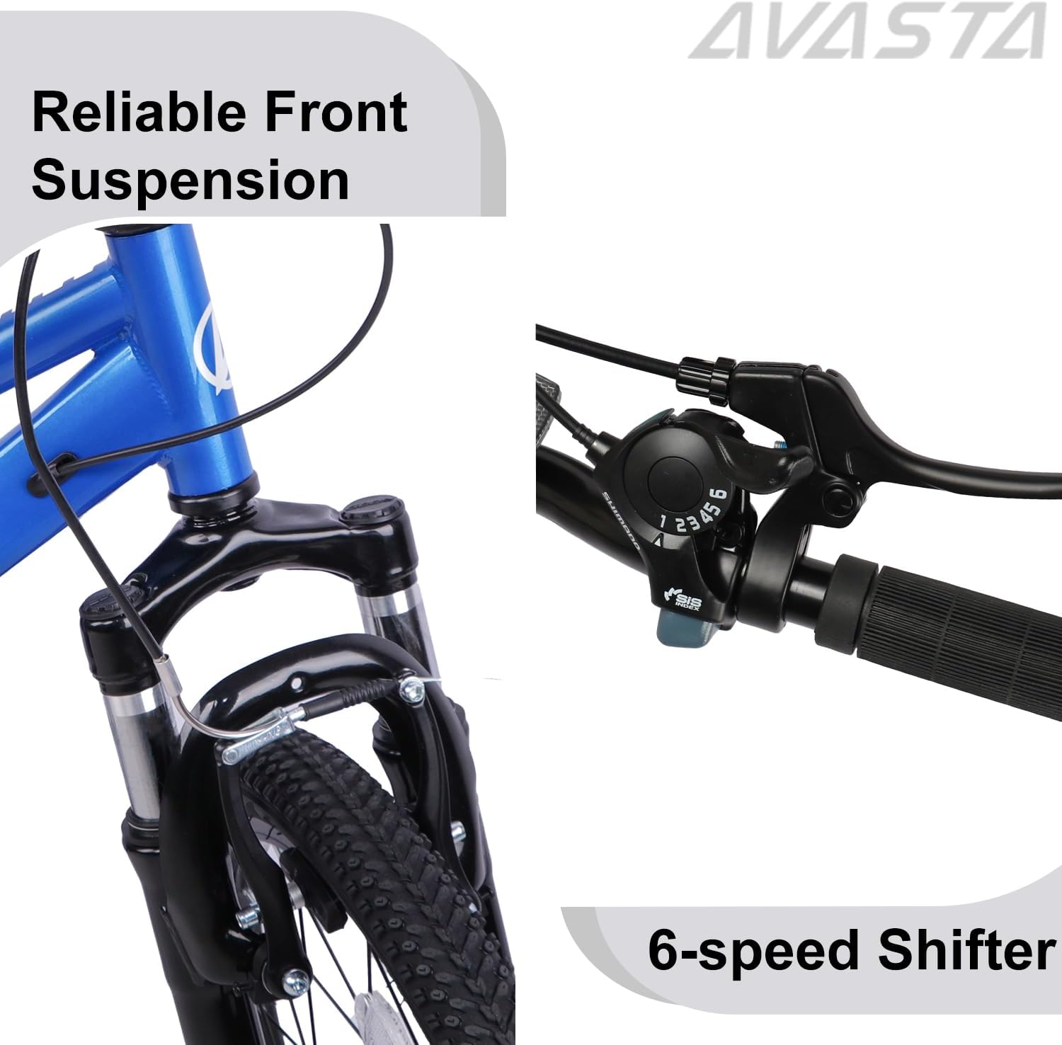 AVASTA Govet 20'' Kids Mountain Bike for 6-12 Years Old Boys Girls with Suspension Fork, 6 Speeds Drivetrain, Multiple Colors
