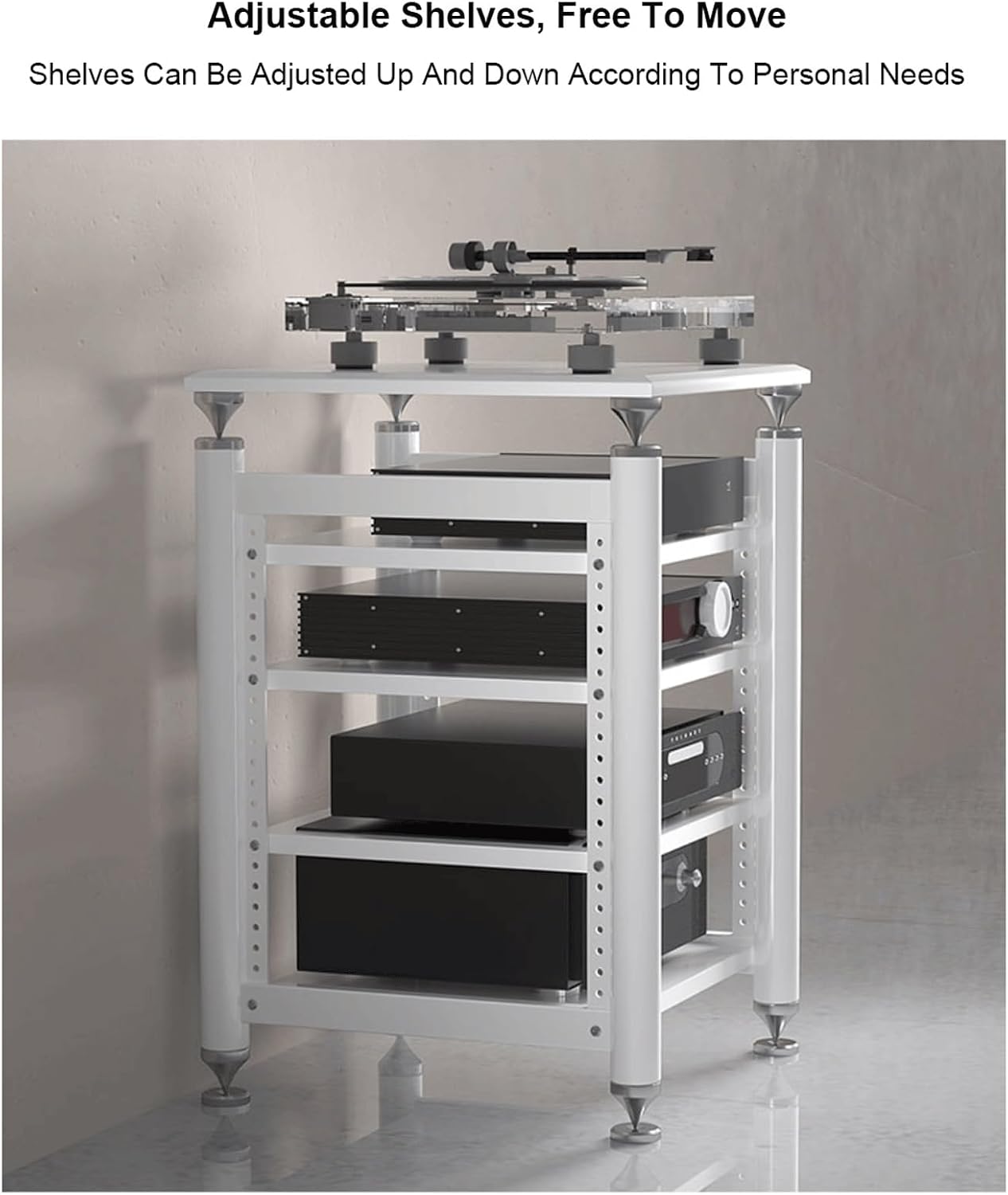 Medios HiFi Audio Rack Tower Open Stereo Cabinet Modern Audio-Video Media Stand with Adjustable Shelves Entertainment Stand for Home Theater Organizer(Natural,2 Tier)