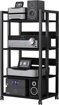 5/4/3/2-Tier AV Media Stand Vertical Storage Cabinet, Office Home Classroom Stereo Rack System Cabinet Adjustable, Mobile Audio Equipment Rack, Portable Record Player Amplifiers Shelf(4 Tier 100cm Tal