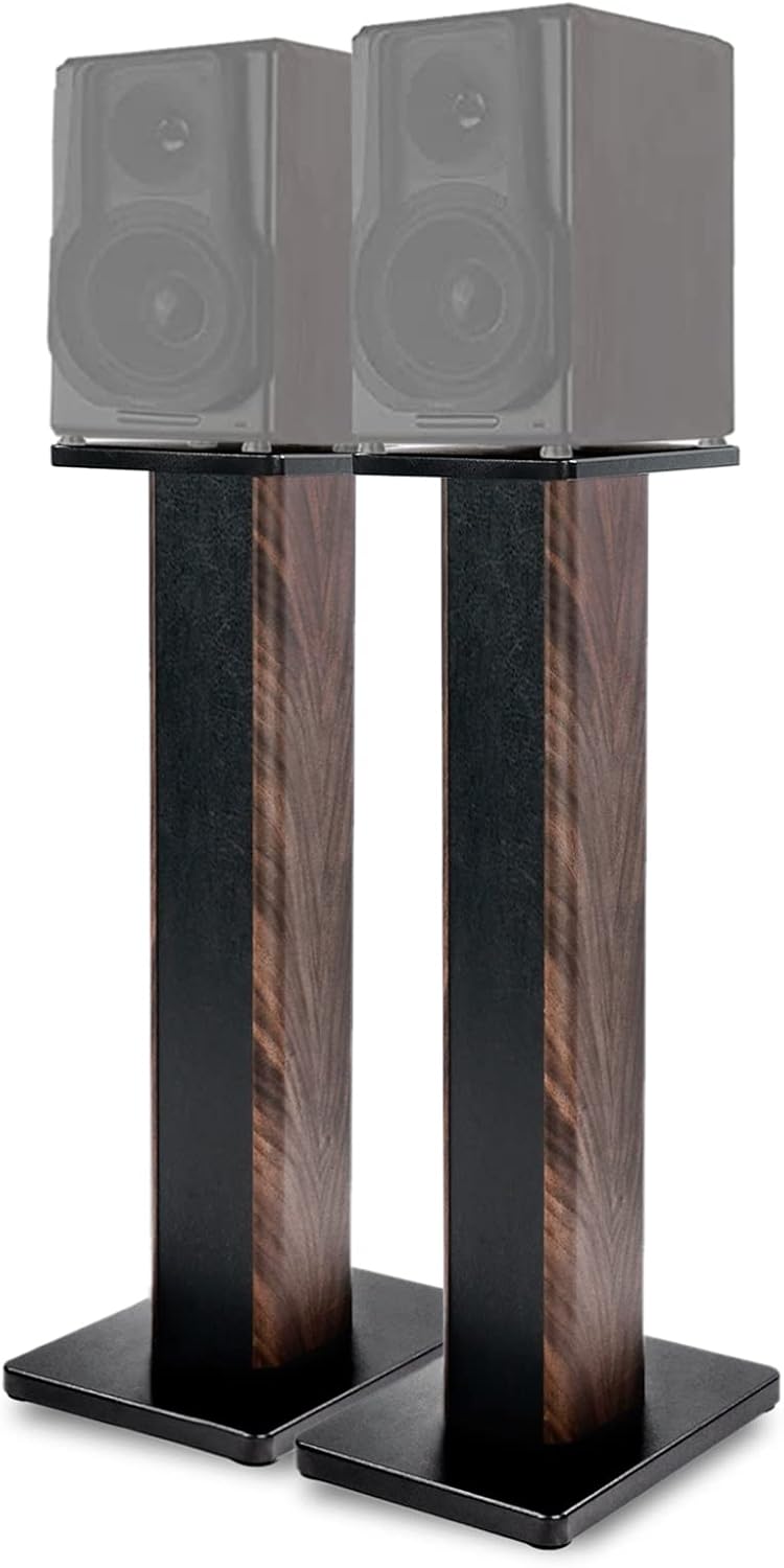 31.5 Inch (80CM) - Pair- Wood Speaker Stands for Home-Cinema HiFi Desktop and Satellite Speakers Monitor Stands, Enhanced Audio Listening Experience for Home Theaters