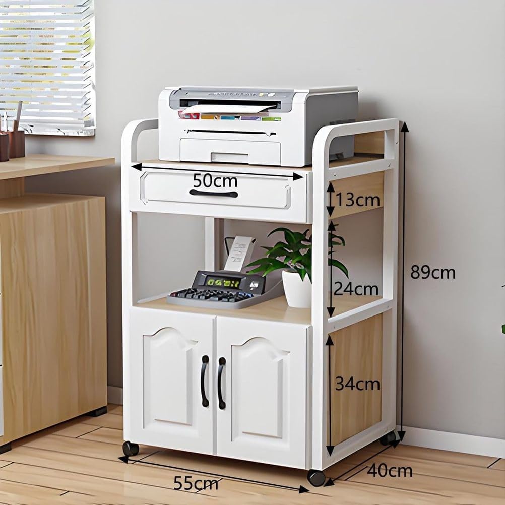 AV Media Stand with Drawers and Wheels, Open Storage Audio Rack Cabinet, Removable Stereo Stand for Media and Audio Equipment, Multi-Tier Media Rack for Home and Studio,Beige