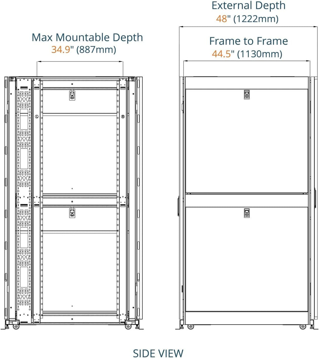 Tecmojo 42U Server Rack Cabinet - PRE-Assembled 24inch Width 48inch Depth IT Network Equipment Cabinet Rack Enclosure with Casters - 3000lbs Weight Capacity(06Black)