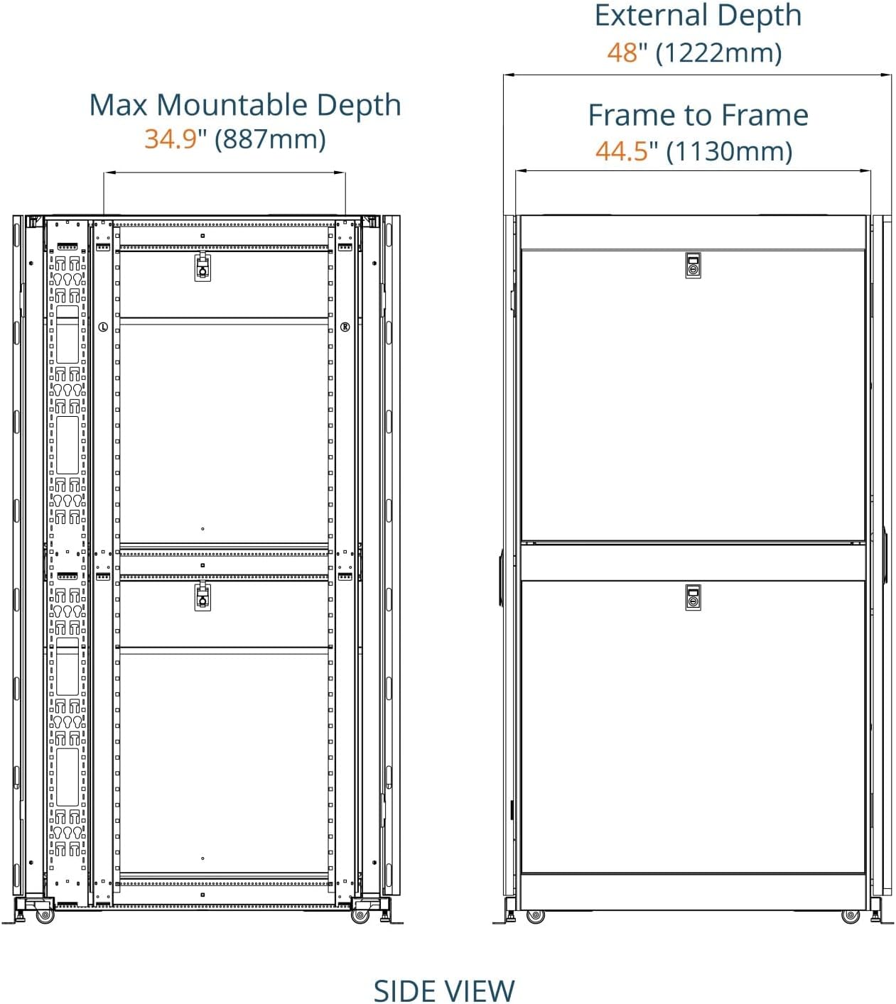 Tecmojo 42U Server Rack Cabinet - PRE-Assembled 24inch Width 48inch Depth IT Network Equipment Cabinet Rack Enclosure with Casters - 3000lbs Weight Capacity(06Black)