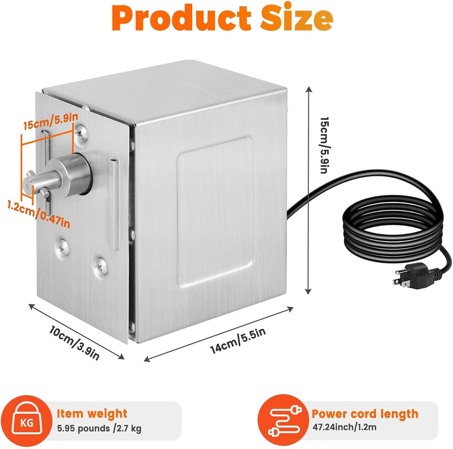 YJINGRUI 45W Grill Rotisserie Motor, Heavy Duty BBQ Motor with 130-174lb/ 150-200kg High Torque, Universal Replacement Motor for Roast Chicken, Beef and Pork at Gathering/Camping/Festival (110V)