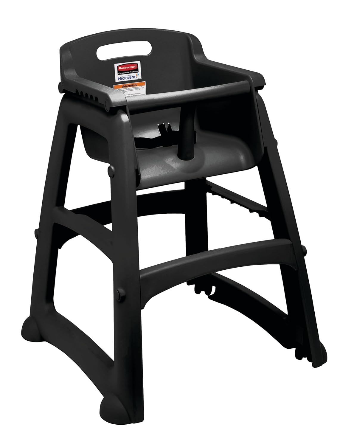 Rubbermaid Commercial Products Sturdy High-Chair, 33lb Capacity, Black, Pre-Assmbled with Wheels, Stackable, Fits Under Table for Child/Baby/Toddler Seating