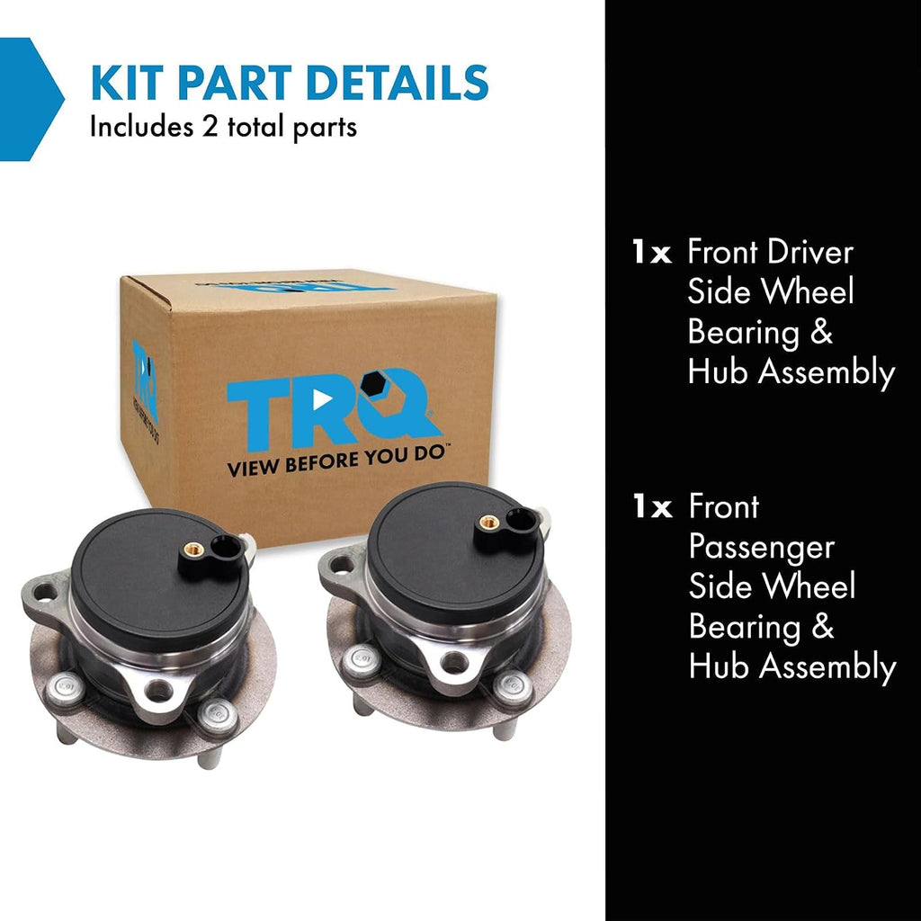 TRQ 2 Piece Front Wheel Bearing & Hub Assembly Set Compatible with 2017-2020 Fiat 124 Spider