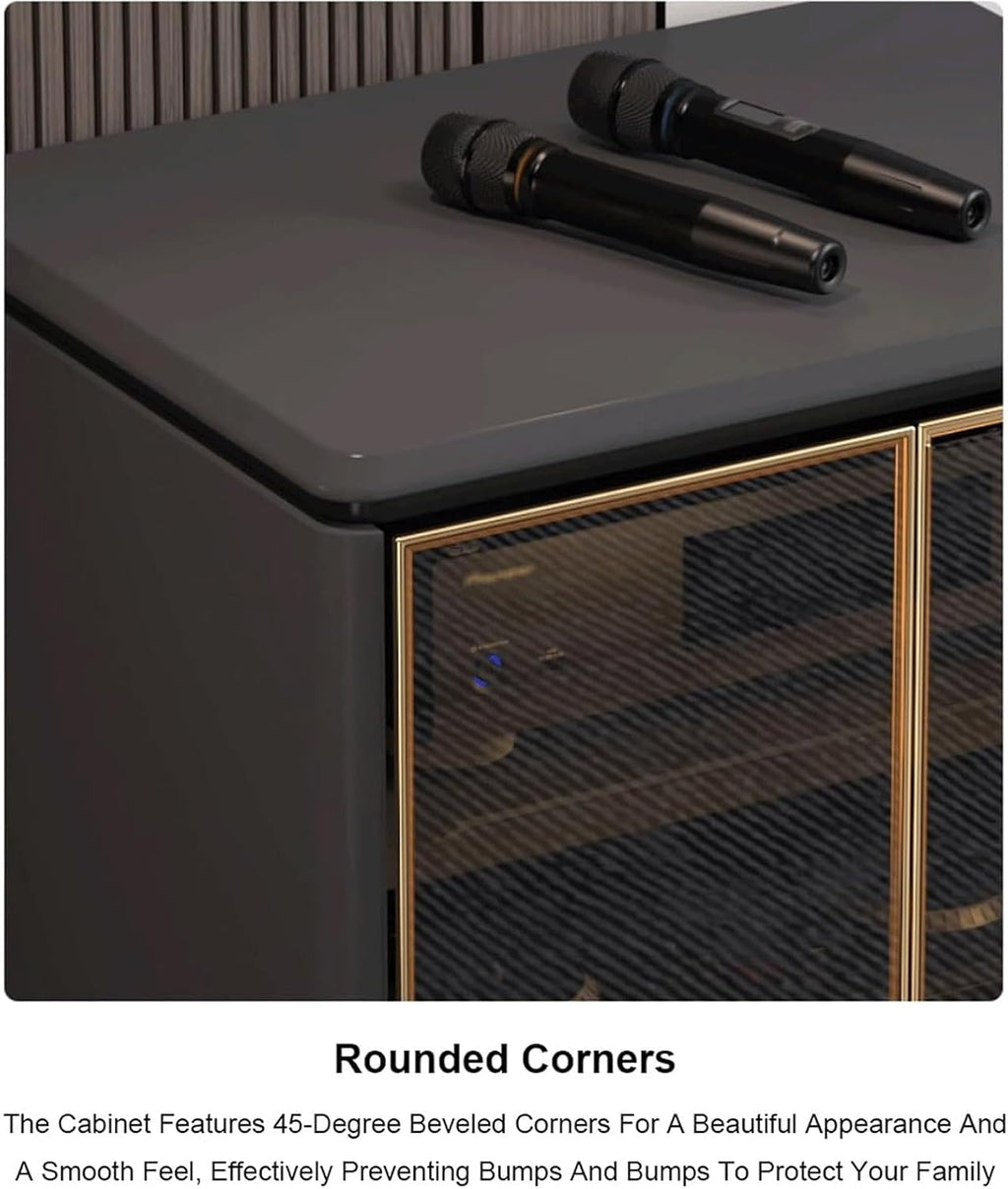 Audio Rack 4 Tier Stereo Rack Audio Equipment Rack Metal Audio Rack Cabinet AV Cabinet Durable with Tempered Glass Doors Strong(Grey,60x45x95cm)