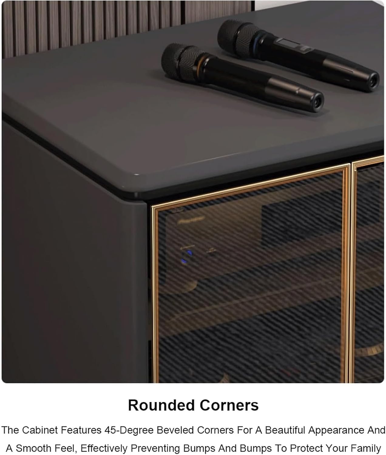 Audio Rack 4 Tier Stereo Rack Audio Equipment Rack Metal Audio Rack Cabinet AV Cabinet Durable with Tempered Glass Doors Strong(Grey,60x45x95cm)