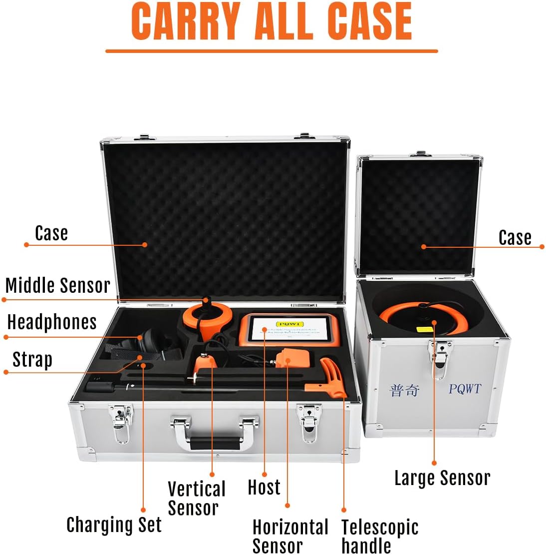 Professional Indoor/ Outdoor Underground Water Leak Detector, 5m Depth Wide Frequency 1 to 10000Hz Water Leak Finder with Headphone Touchscreen Carry Case - L7000