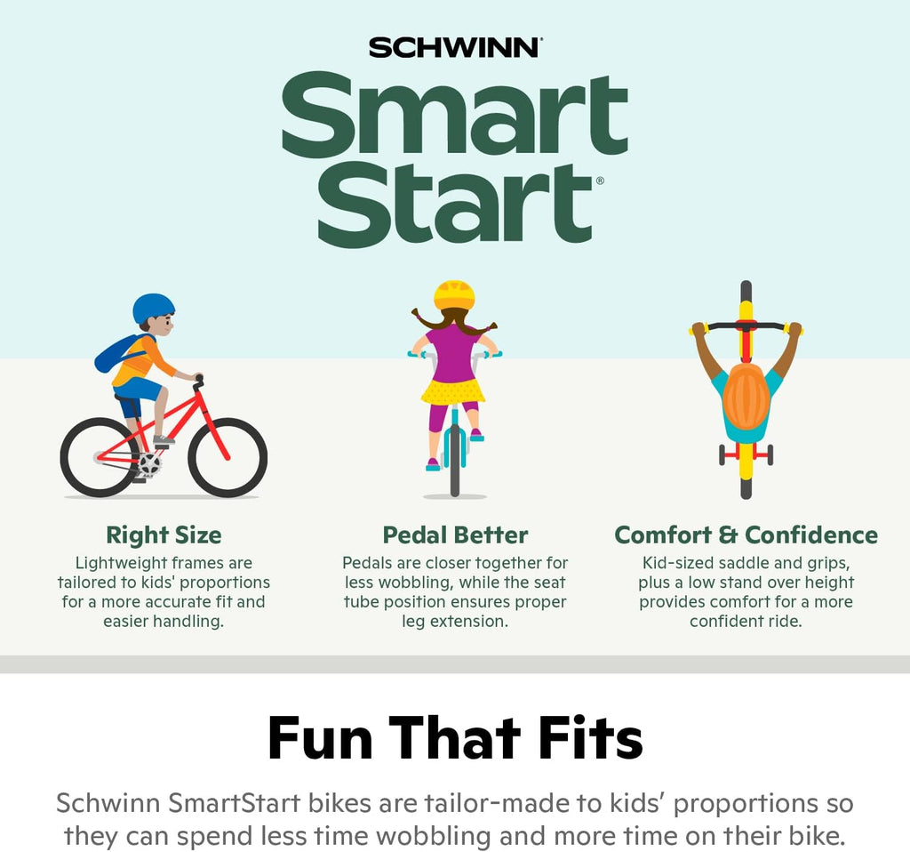 Schwinn Koen Bike, 18 Inch Bike for Kids Ages 5-9, SmartStart Ergonomic Design for Kids, Adjustable Seat Grows with your Child, Rear Coaster Brake and Front Caliper Brake, Training Bicycle