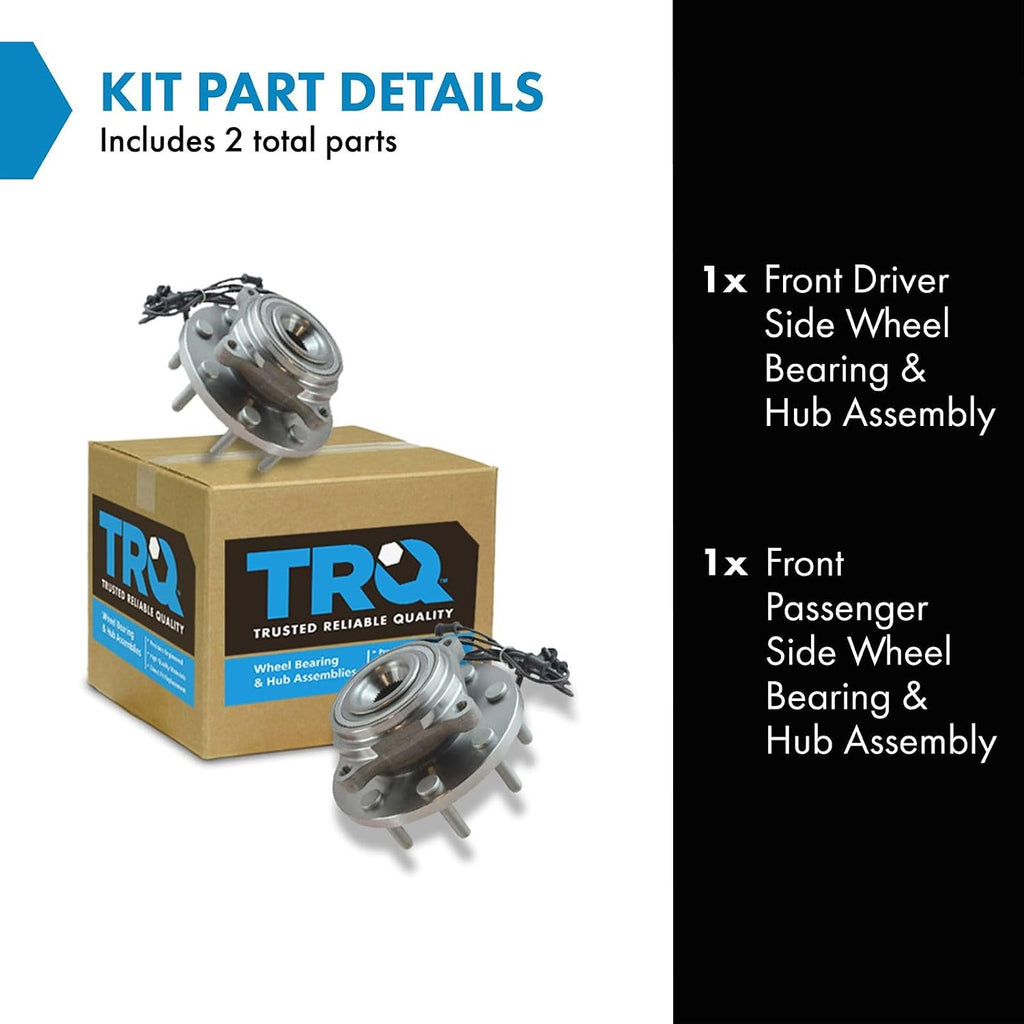 TRQ 2 Piece Front Wheel Bearing & Hub Assembly Set Compatible with 2012-2013 Ram 2500 2012-2014 3500