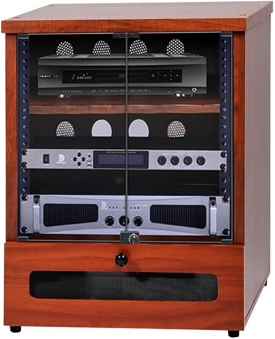Stylish Wooden Media Cabinet for Record Player & Stereo, Audio Rack Tower, Home Entertainment Shelf & Stand, 56.5x55x70cm - Perfect for Music Lovers & Living Room Décor