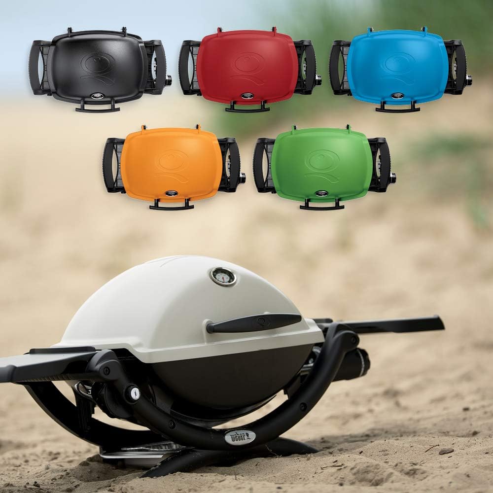 Weber Q1200 Liquid Propane Portable Gas Grill, Blue – 1‑Burner Travel and Camping Grill with Cast‑Iron Grates & Electronic Ignition (8,500 BTU Burner)