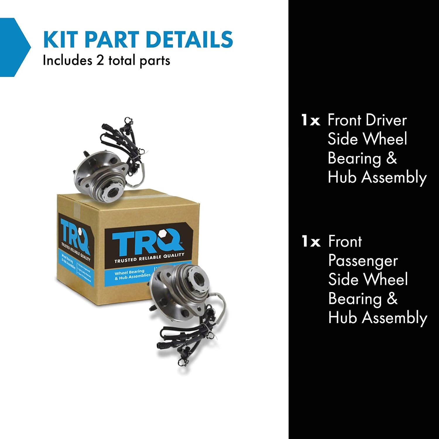 TRQ Front Wheel Bearing and Hub Assembly Set 2 Piece Compatible with 98-99 Ford Ranger Driver and Passenger Side 4WD 4 Wheel ABS 2000 Ranger Driver and Passenger Side 4 Wheel ABS Pulse Vacuum Hubs