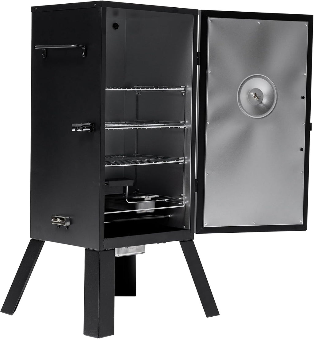 Masterbuilt® 30-inch Electric Vertical BBQ Smoker with Analog Temperature Control, Chrome Smoking Racks and 535 Cooking Square Inches in Black, Model MB20070210