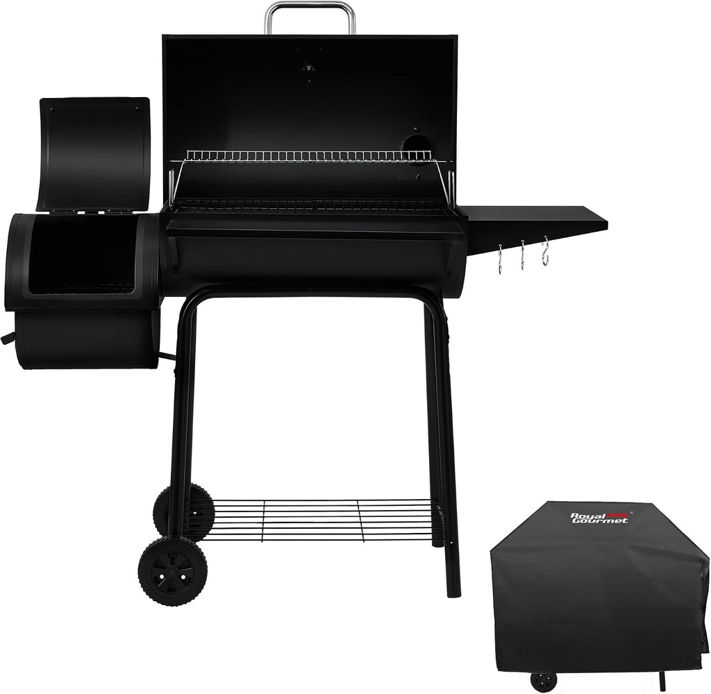 Royal Gourmet CC1830SC Charcoal Grill Offset Smoker with Cover, 823 Square Inches, Black, Perfect for Backyard Cooking, Outdoor Camping