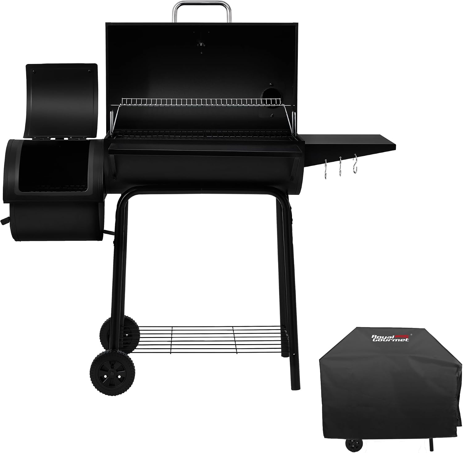 Royal Gourmet CC1830SC Charcoal Grill Offset Smoker with Cover, 823 Square Inches, Black, Perfect for Backyard Cooking, Outdoor Camping