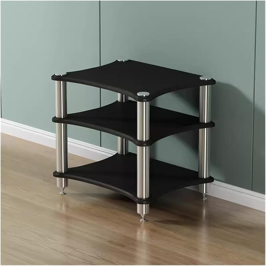 Heavy Duty 3-Tier Audio Rack for Living Room & Small Spaces – Modern HiFi Stereo Stand Media Tower Equipment Shelves (Black) – Durable, Stylish Audio Storage Solution