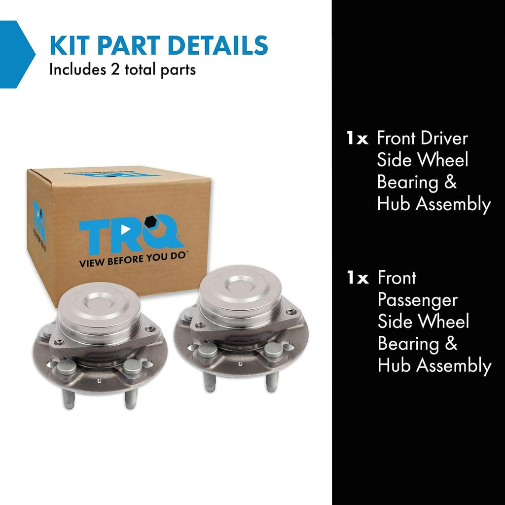 TRQ 2 Piece Front Wheel Bearing & Hub Assembly Set Compatible with 2014-2016 Cadillac CTS