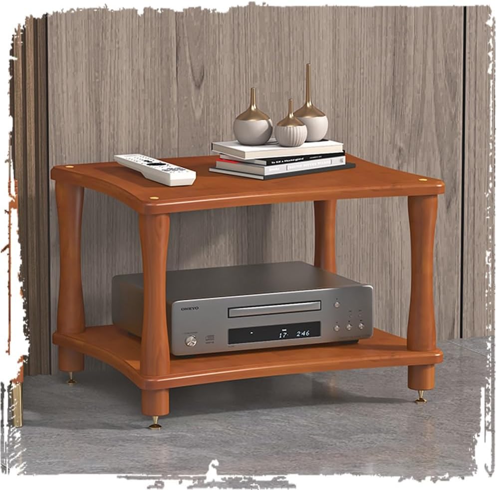Solid Wood AV Media Cabinet Audio Component Rack 1 2 3 4 Tier Stereo Cabinet for HiFi Audio Equipment, Open Amplifier Stand(Teak,2Tier-60x48x42cm)
