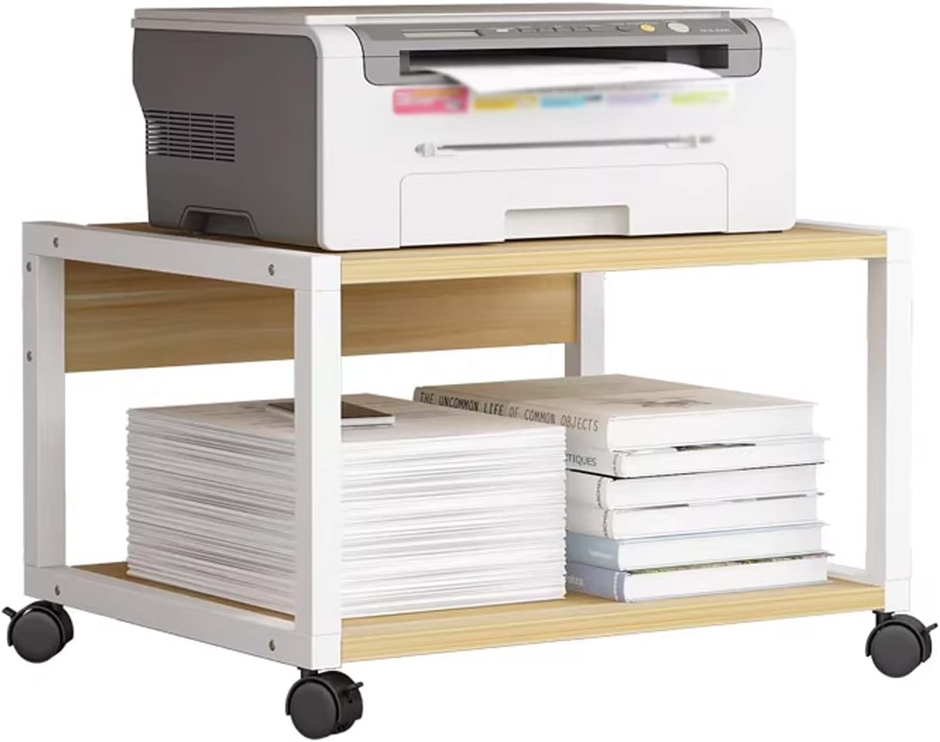 GLigeT Printer Table Printer Stand Under Desk Printer Stand Office Movable Printer Desk with 4 Wheels & Lock Mechanism for Mini 3D Printer Printer Shelf