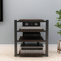 Brown AV Cabinet Audio Rack - 90cm Stereo Media Stand for Record Players, Home Theater, and Office - Audio Component Tower Storage Solution