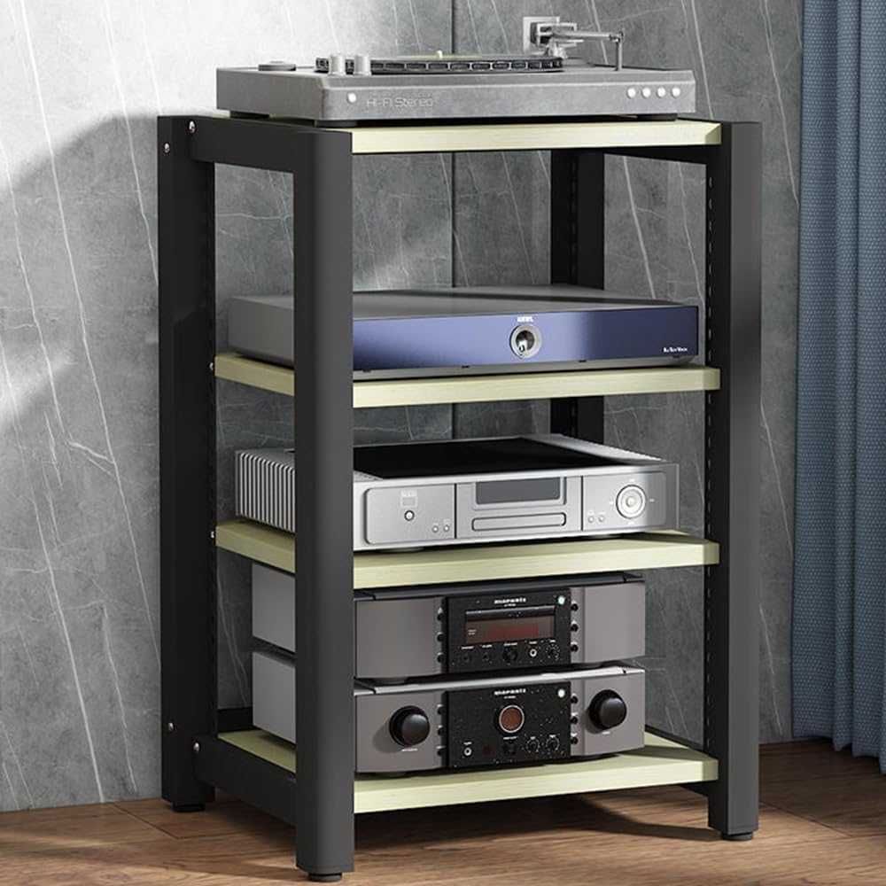 Adjustable 4-Tier HiFi Audio Rack - Stylish Media Stand for Home Theater, Stereo Component Storage, & AV Equipment Organizer - Multi-Functional 60x50x85cm Design