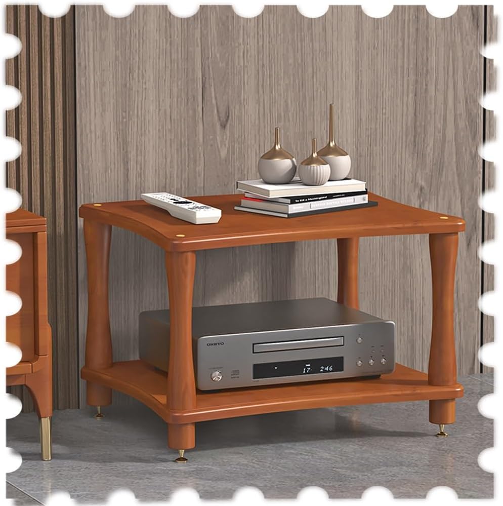 Wooden AV Cabinet 2/3/4 Tier Audio Component Rack Media Storage Stand for HiFi Audio Equipment, Open Stereo Cabinet(Teak,2Tier-42cm Tall)