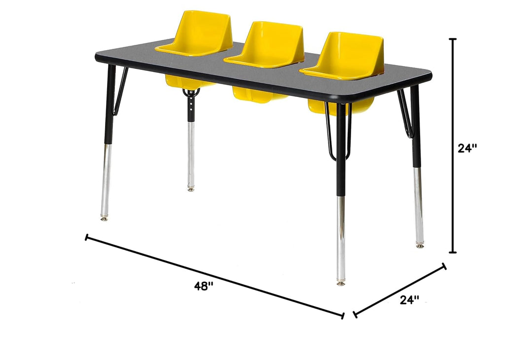 3-Seat Feeding Table (Glace Top, Yellow Seats, Black T-Mold)