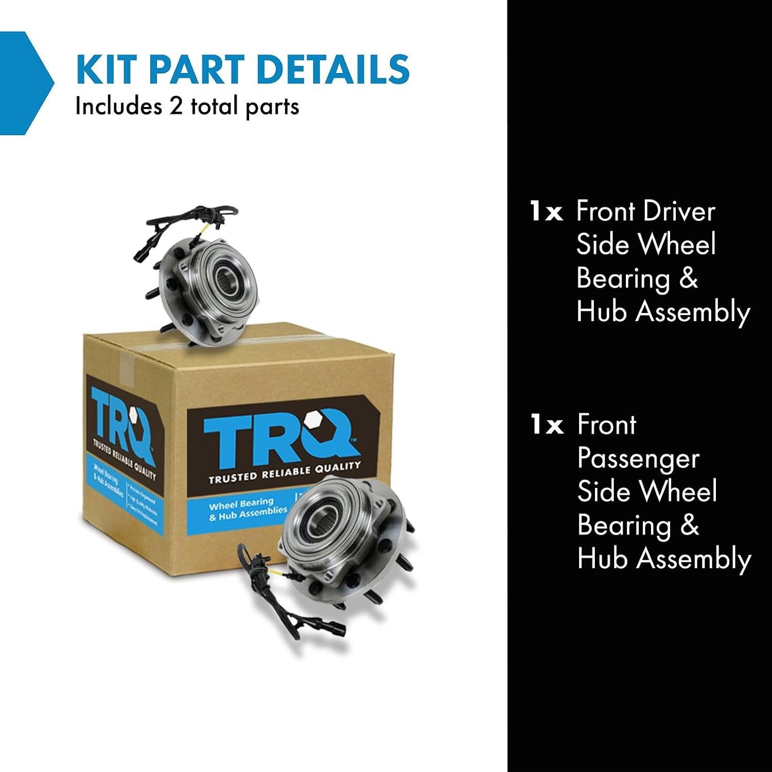 TRQ Front Left and Right Wheel Bearing and Hub Assembly Set 2 Piece Compatible with 05-10 Ford F-250 Super Duty 4WD 05-10 F-350 Super Duty 4WD 10 F-450 Super Duty 4WD 10 F-550 Super Duty 4WD