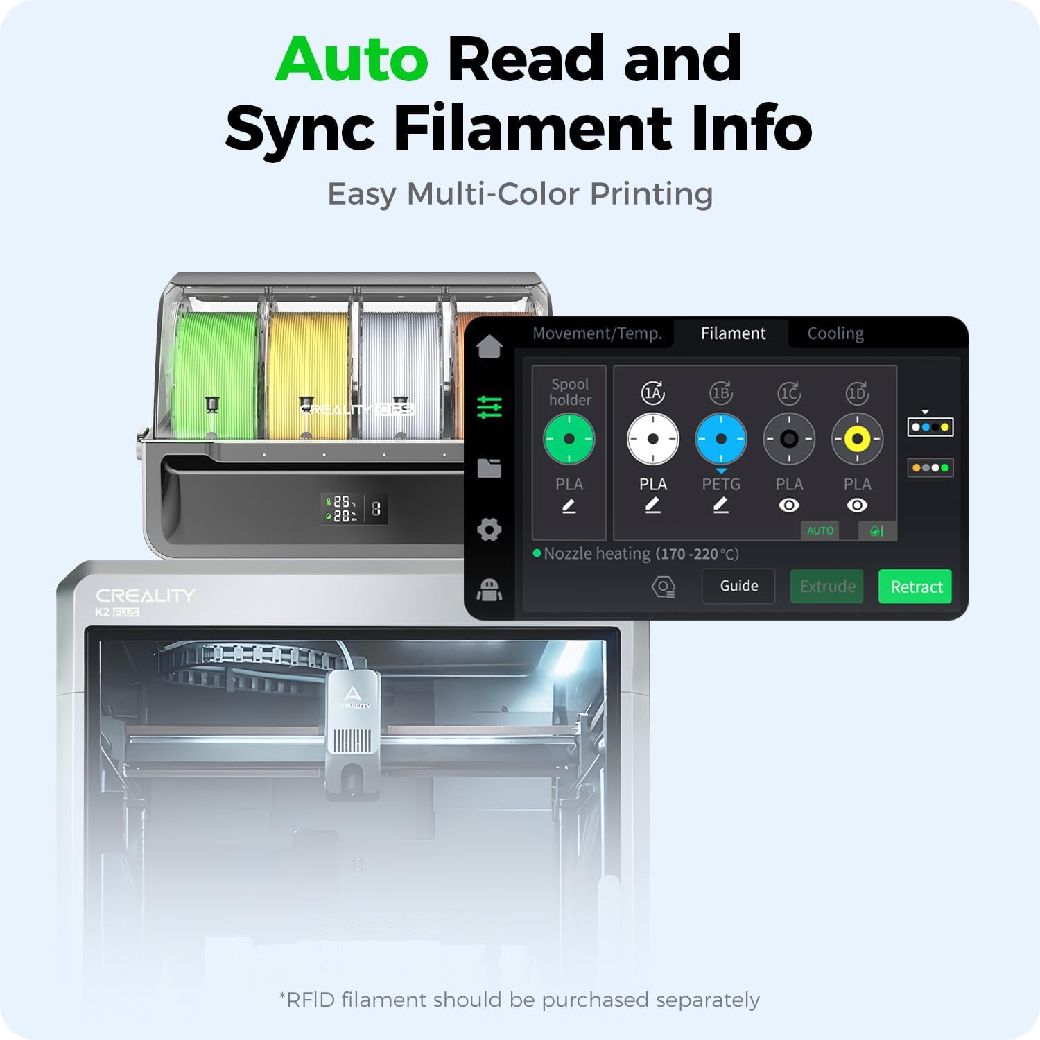 Official Creality CFS Multicolor 3D Printer Filament System, Anti-Moisture Filament Storage, Supports 16 Color Printing for K1 MAX/K1 SE/K1C/K1/K2 Plus/K2 Series/K1 Series CFS Kit