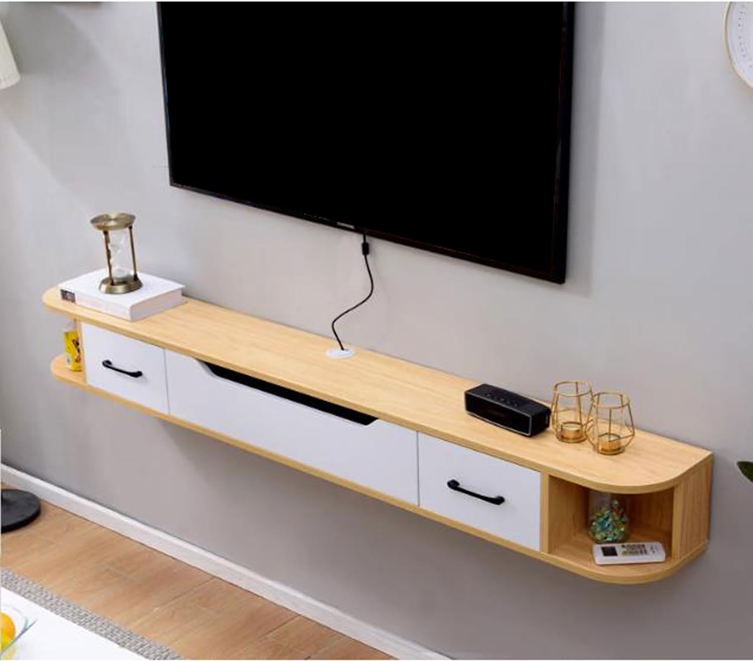 TV Table Unit for TVs, Wall Mounted TV Cabinet Floating TV Shelf Wall Shelf Entertainment Center Storage Cabinet Book Shelf Media Gaming TV Console Goods Rack Audio-visual Equipment Shelves 150cm