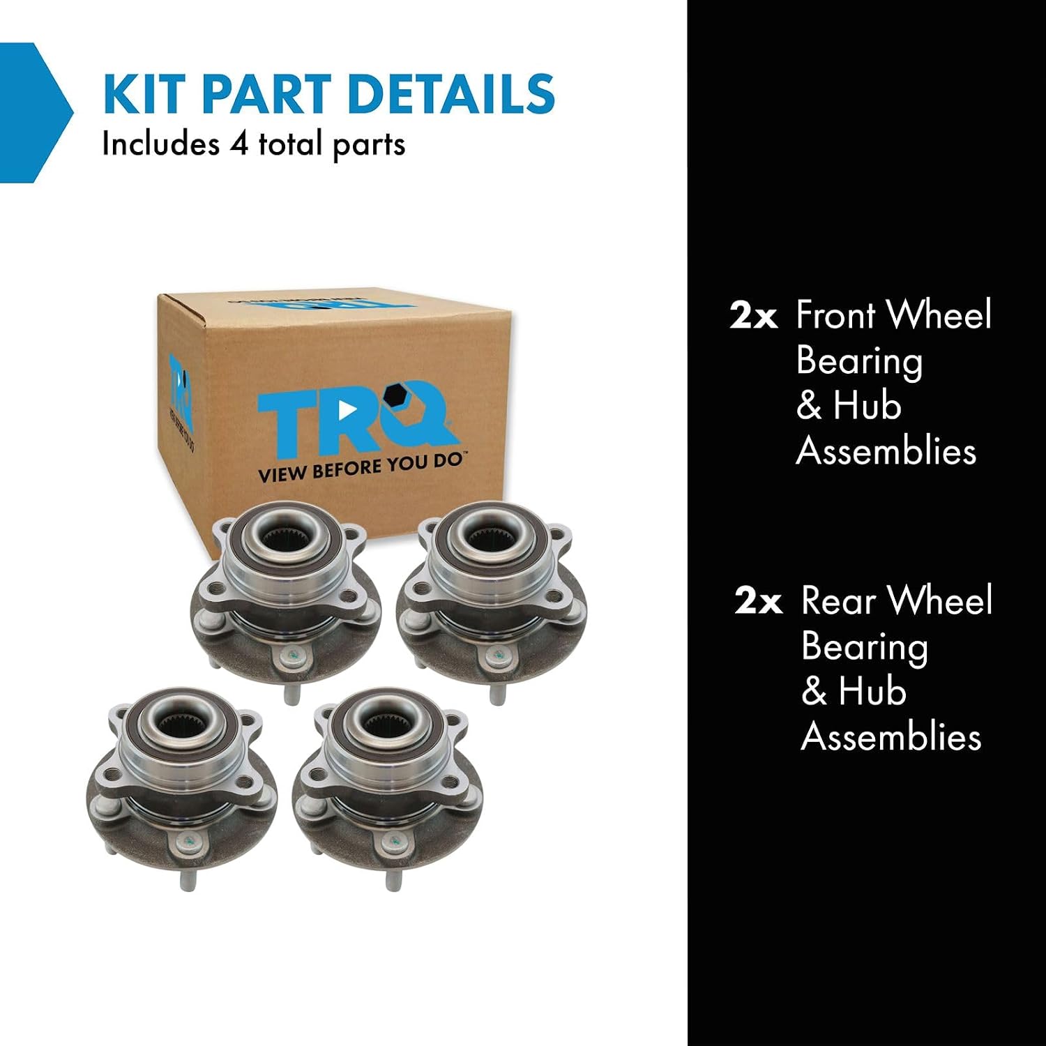 TRQ 2 Piece Wheel Bearing & Hub Assembly Set Compatible with 2013-2020 Ford Fusion 2013-2015 Lincoln MKZ