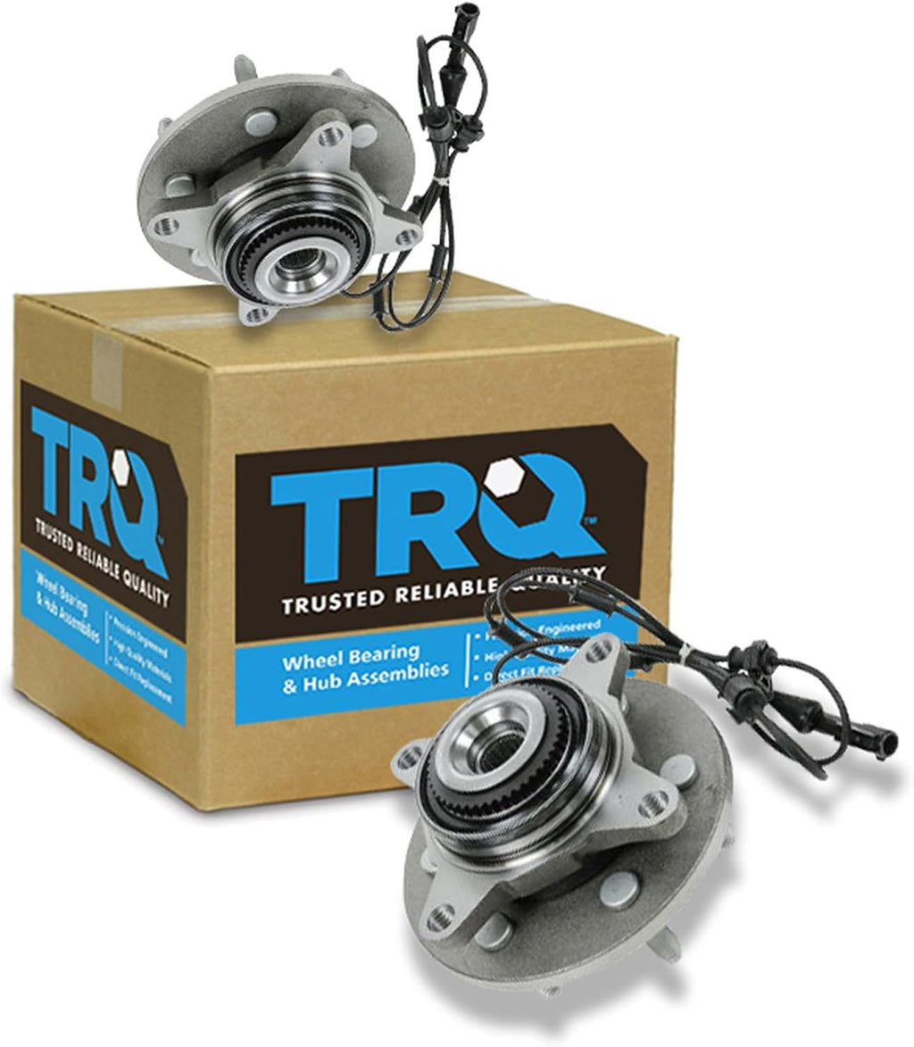 TRQ 2 Piece Front Wheel Bearing & Hub Assembly Set 4WD Compatible with 2000-2006 Ford Expedition Lincoln Navigator