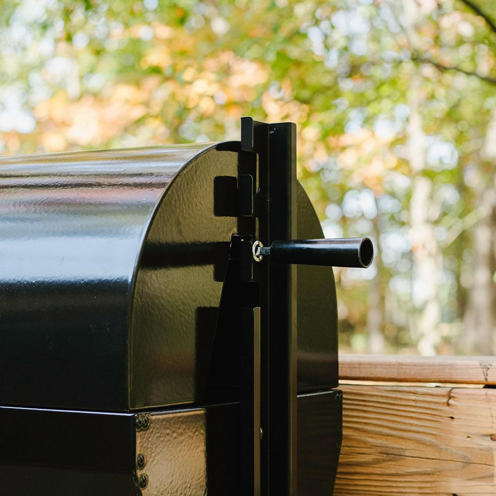 Ash & Ember 4W Rotisserie Spit Roaster Grill, Rated 33 LB, Horizontal Adjustable Spit Rod for Outdoor Charcoal BBQ with Hood, Roast Chicken, Lamb, Pig, Beef