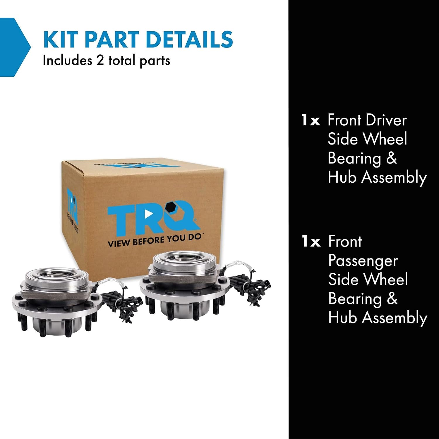 TRQ Front Left and Right Wheel Bearing and Hub Assembly Set 2 Piece Compatible with 2017-2019 Ford F-450 Super Duty 4 Wheel Drive 2017-2019 F-550 Super Duty 4 Wheel Drive