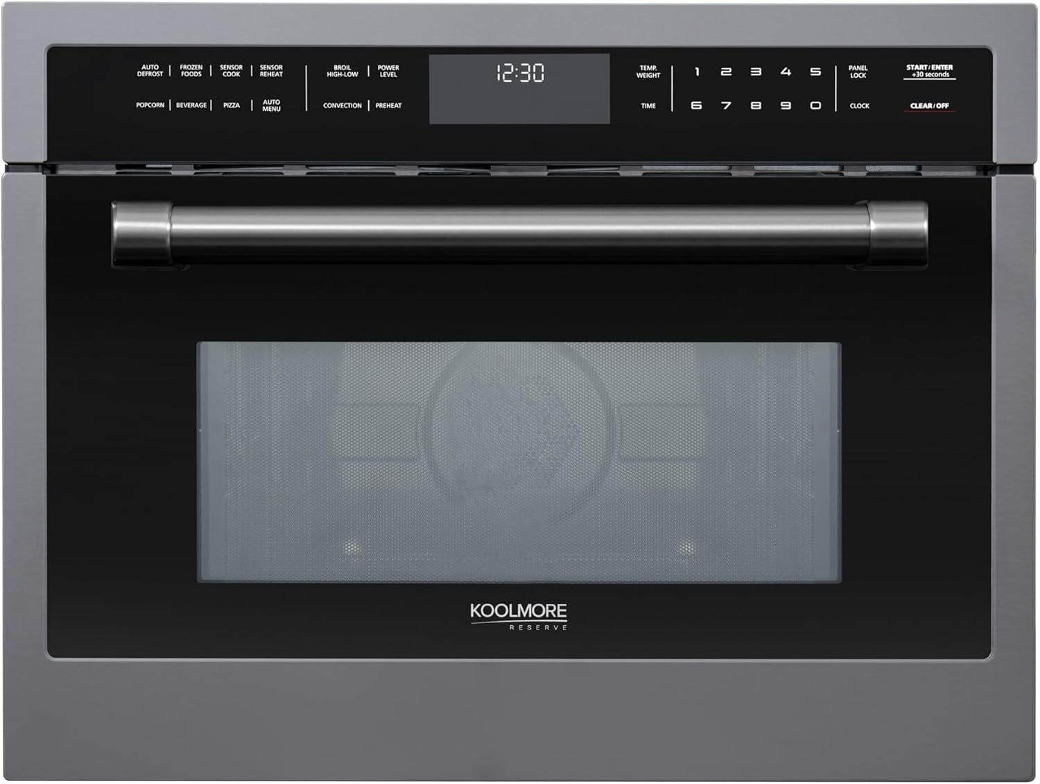 KoolMore Reserve 24 in. 1.6 cu. ft. Built-in Convection Microwave Oven with 10 Power Levels, Sensor Cooking, Bake, Roast, Broil, Defrost, 1750 Watts, UL Certified in Black Stainless-Steel