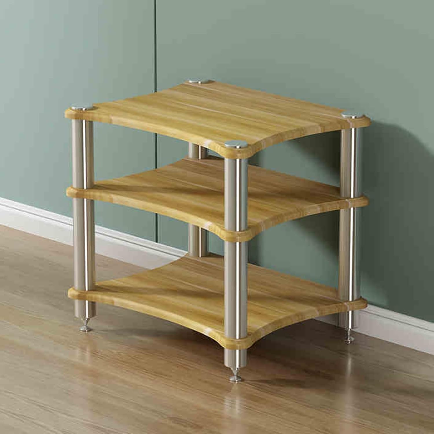1/2/3/4-layer HiFi Media Stand, Stereo Cabinet, MDF Stand Audio Rack with Shock-Absorbing Feet Power Amplifier, Shelf Equipment Cabinet, for Recording Room(Walnut,3 Tier-23.6x18.8x24.4in)