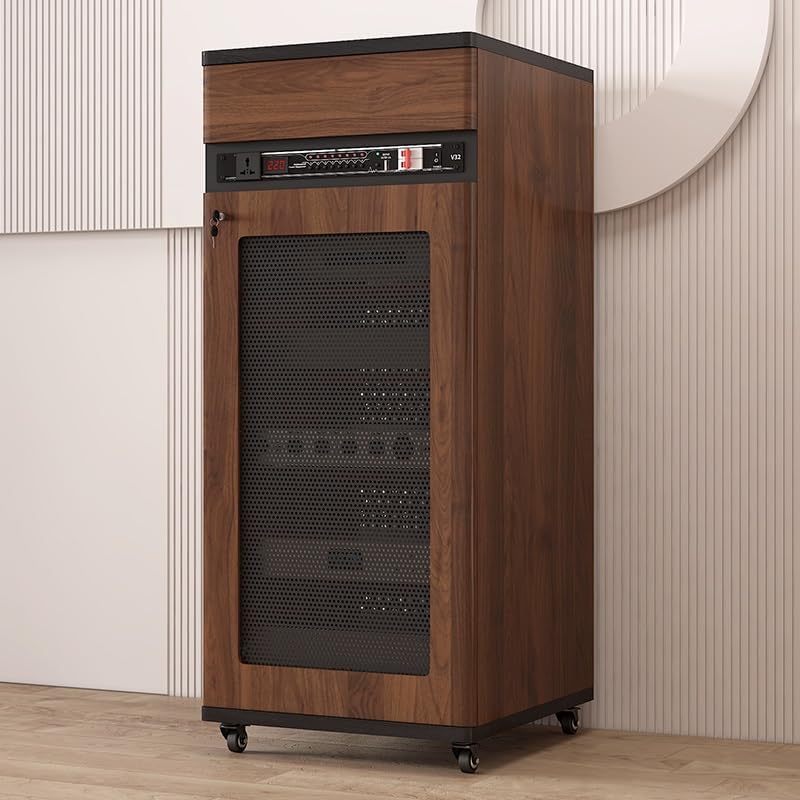 Heavy Duty Audio Rack on Wheels - 4-Tier Professional Studio & Home Theater Equipment Cabinet for Amplifiers, AV Receivers & Audio Gear Storage