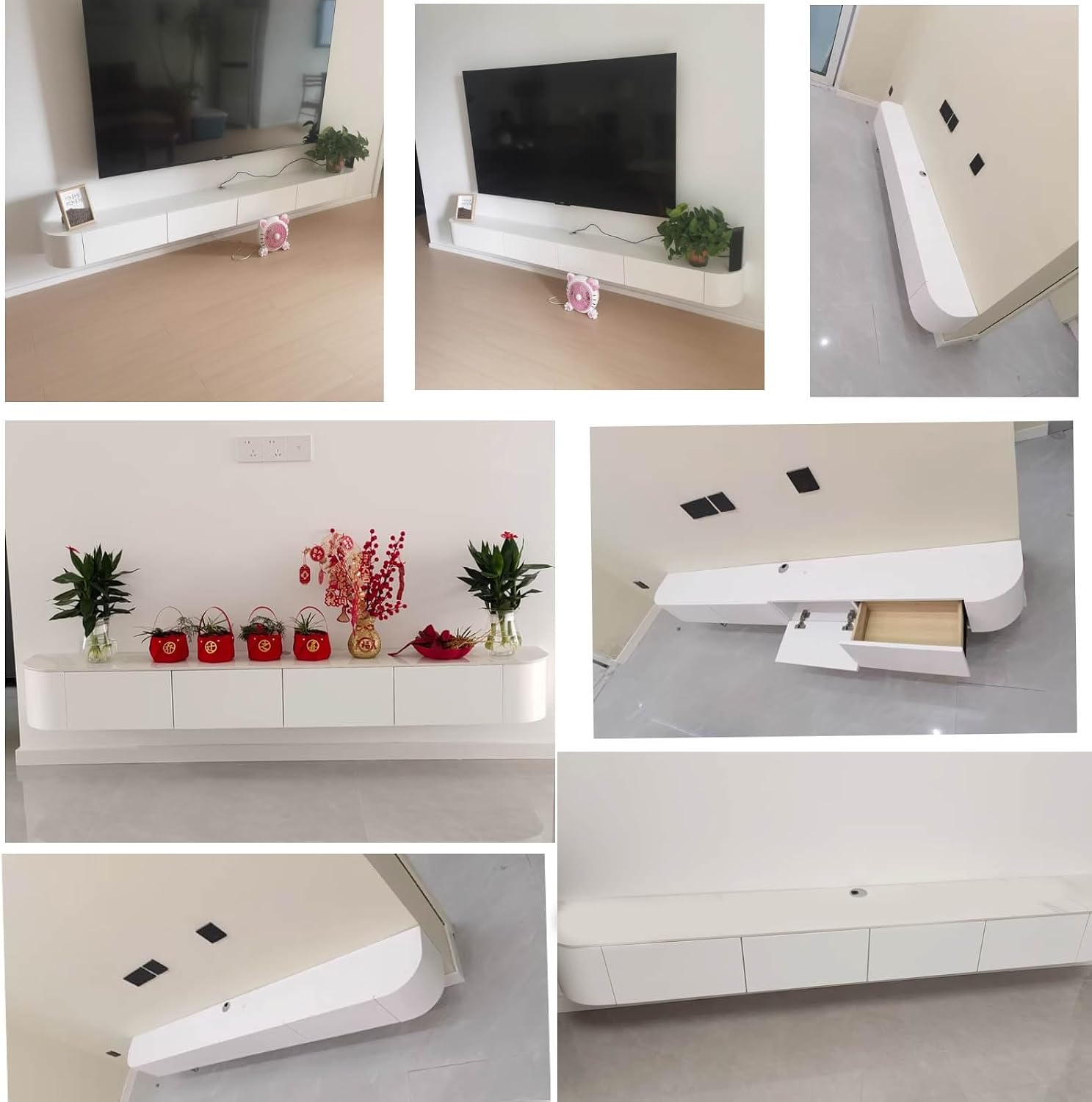Solid Wood Wall-Mounted TV Cabinet - 47.2' White Media Console & Storage Unit for Living Room, Stylish TV Bench for Media Equipment & Entertainment Setup
