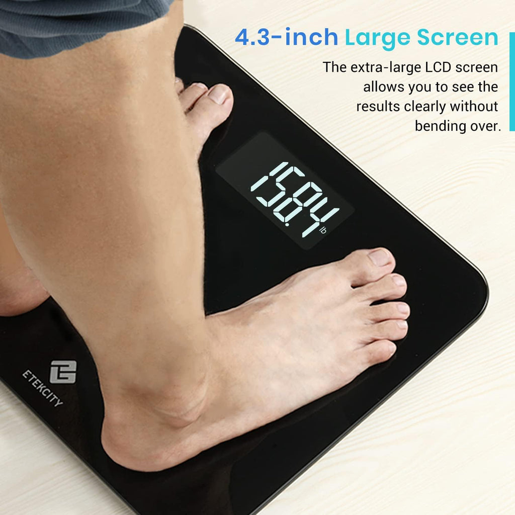 Etekcity Scale for Body Weight, Bathroom Digital Weighing Machine, Extra Wide Platform, High Capacity, Accurate and Safe, Large Backlit LCD Display, 440 lb, Tempered Glass (Pack of 5)