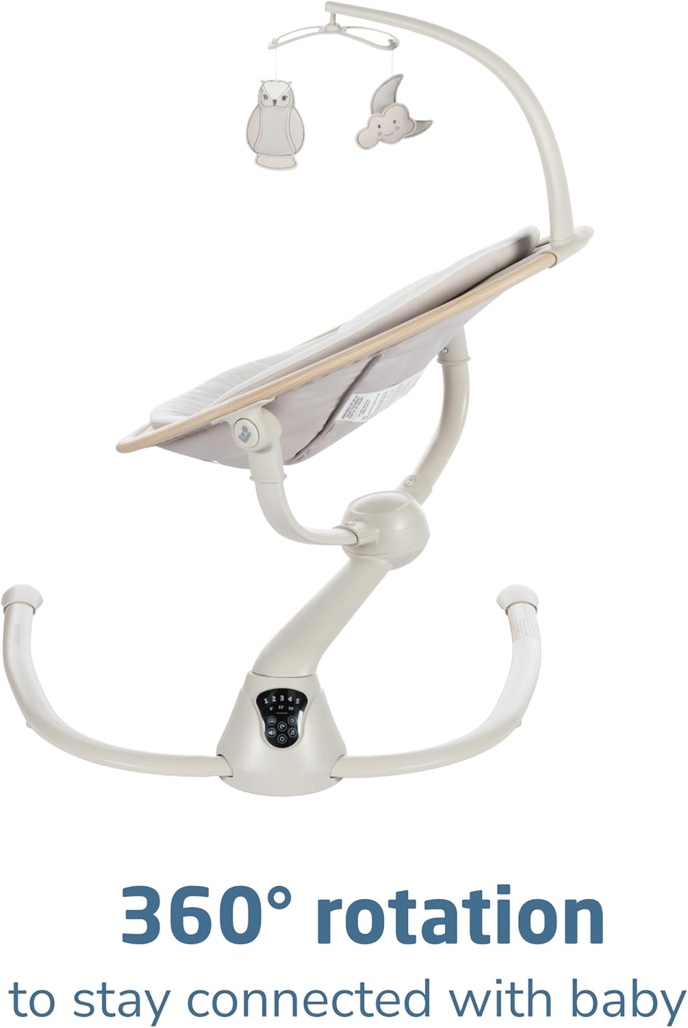 Maxi-Cosi Cassia Baby Swings for Infants: Smart Portable Baby Swing with Music, Lightweight & Foldable Baby Swing, 360 Rotation Infant Swing, Classic Oat