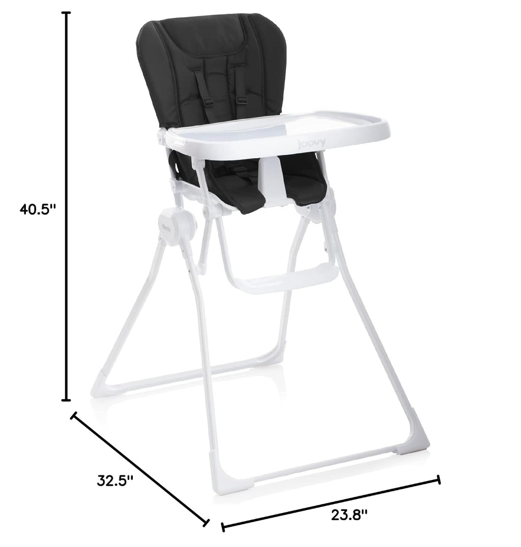 Joovy Nook High Chair Featuring Four-Position Adjustable Swing Open Tray, and Removable, Dishwasher-Safe Tray Insert for Easy Cleaning - Folds Down Flat for Easy Storage (Black)