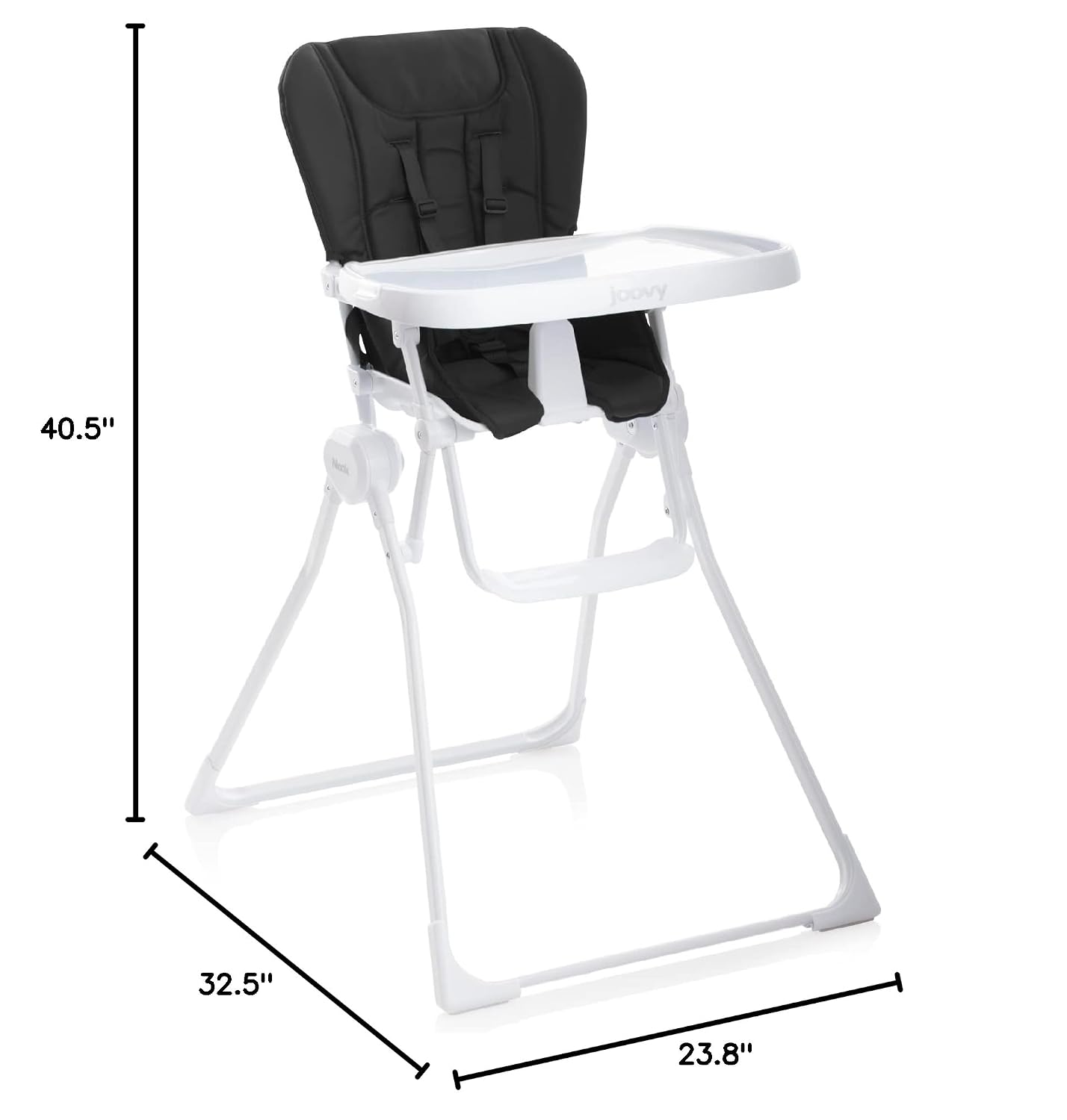 Joovy Nook High Chair Featuring Four-Position Adjustable Swing Open Tray, and Removable, Dishwasher-Safe Tray Insert for Easy Cleaning - Folds Down Flat for Easy Storage (Black)