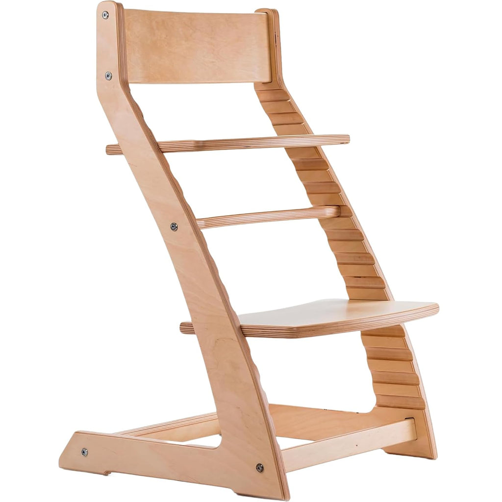 FORNEL Scandinavian Wooden High Chair for Toddlers & Kids | Adjustable Grow-with-Me Montessori Seat for Dining Table | Natural Wood Finish Convertible Highchair