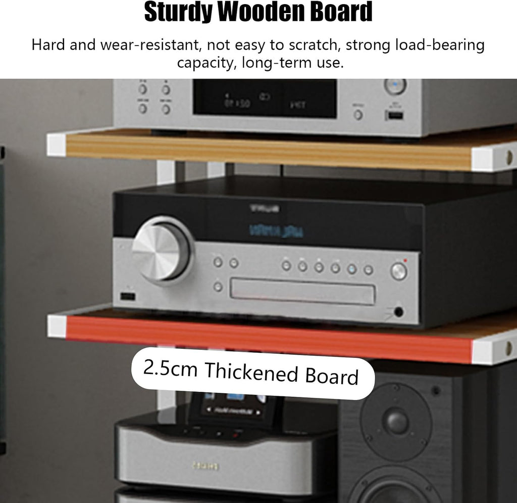 Black Record Player Shelf Movable, Media Stand DVD Audio Rack Floorstanding 3 4 5 Tier Component Storage Holder, Living Room Game Equipment Cabinet(Color:4 Tier 50x40x85.5cm)