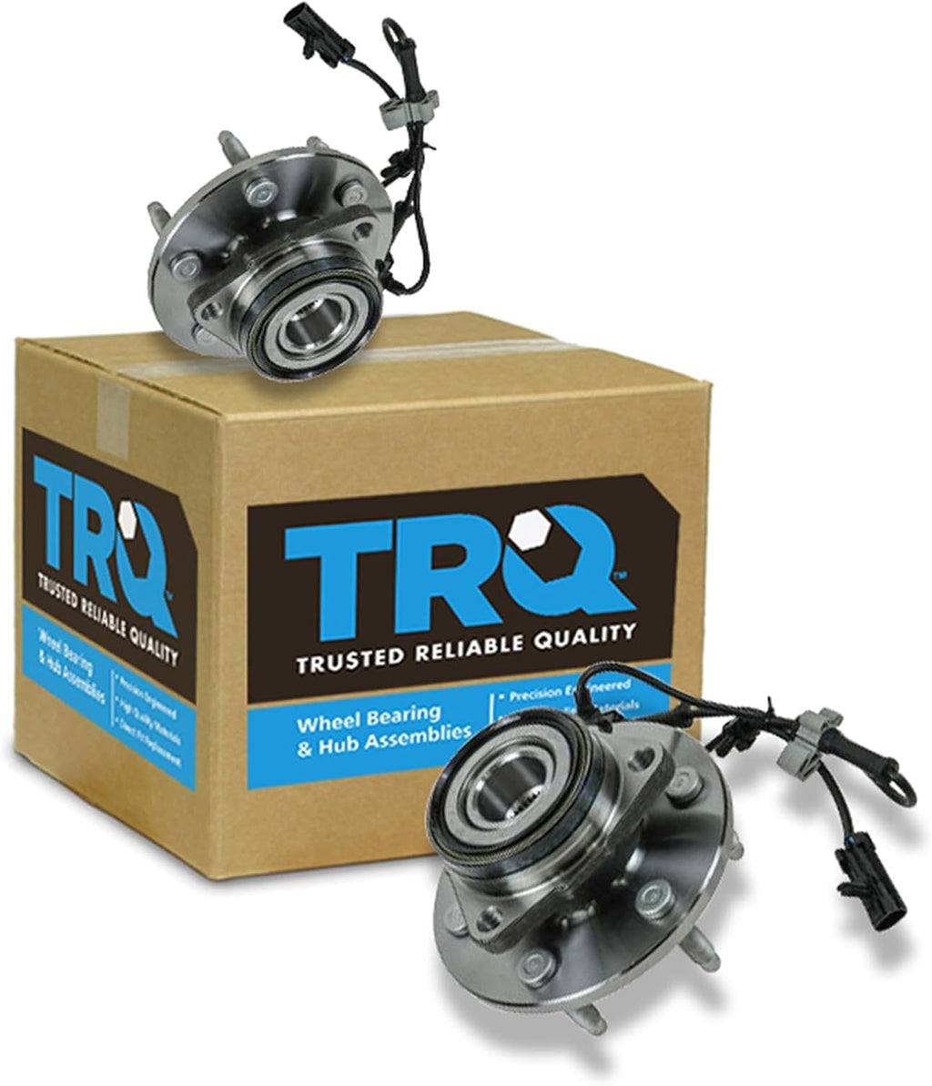 TRQ Front Left and Right Wheel Bearing and Hub Assembly 2 Piece Set for 4 Wheel Drive Models ONLY Compatible with 99-06 Silverado/Sierra 1500 4X4 01-06 Tahoe/Yukon/Suburban 4WD 02-06 Escalade AWD