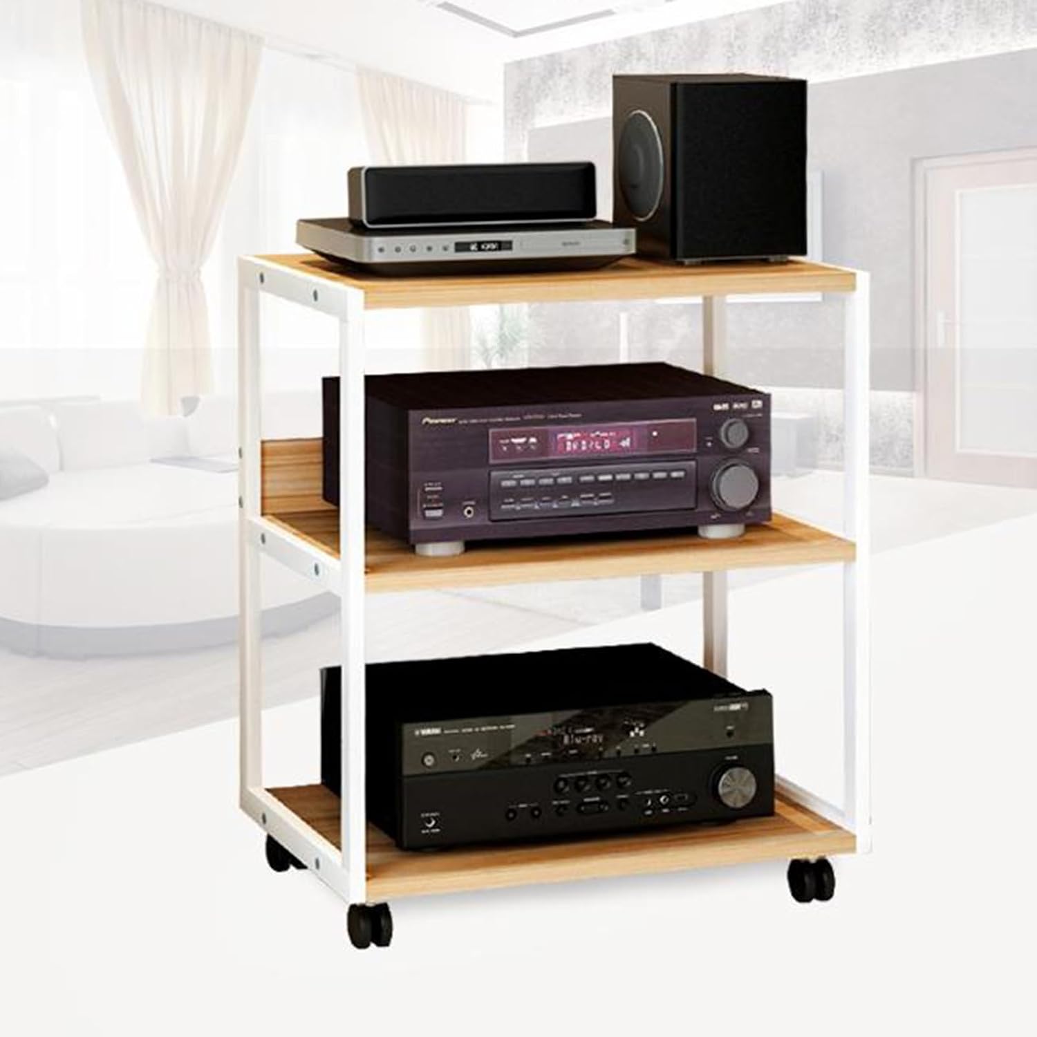 AV Media Stand,AV Media Storage Cabinet,3-Tier Audio and Video Equipment Storage Rack,Suitable for Offices,Study Rooms and Living Rooms (Color : Style 1)
