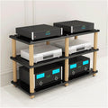 Audio Rack Stereo Rack 2/3/4 Tier Audio Equipment Rack Wooden Audio Rack Cabinet HiFi Rack Double Wide Audio Component Rack Durable(Nero,3 Tier)